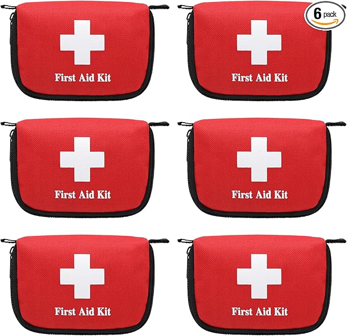 Faylapa 6Pcs Mini Empty First Aid Bag, 5.5x3.5x1.5 inches Small First Aid Kit, Emergency Medical Essentials Pouch Bag for Travel, Car, Home, Office, Camping, Outdoors, Hiking (Bag Only)