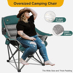 Northroad Oversized XL Padded Camping Chair w/Cell Phone Holder, Large Camp Lounge Chair, Foldable Lawn Chair w/Cup Holder,Carry Bag for Outdoor Hiking, Beach, Picnics, Heavy-Duty 400-lbs Capacity