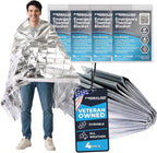 FRONTLINE Mylar Emergency Blankets 54" x 84" | Lightweight Thermal Survival Space Blanket, Waterproof & Windproof Foil Blanket for Camping, Hiking, First Aid & Disaster Preparedness (4)