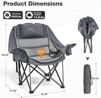 2 Pack Oversized Camping Chair, Portable Folding Padded Camp Chairs with Side Pocket, Cup Holder, Heavy Duty Support 500LBS Outdoor Lounge Chair for Adults, Fishing, Sports, Trip, Grey