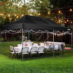 COBIZI 10x20 Heavy Duty Pop up Canopy Tent Without Sidewall Easy Up Commercial Outdoor Canopy Wedding Party Tents for Parties All Season Wind Waterproof Gazebo with Roller Bag, Black(Frame Thickened)