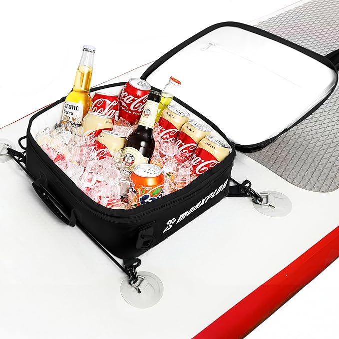 Waterproof PVC Paddleboard Cooler Deck Bag - 12 Can Soft Insulated Cooler for Paddleboarding, Camping, Kayaking