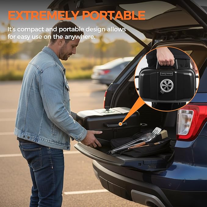 MASTER COOK Portable Charcoal Grill, Foldable Lightweight BBQ Grill with Adjustable Air Vent and 332 sq.in. Cooking Area Outdoor RV, Hiking, Camping, Patio, Tailgating