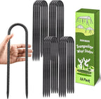 12 Inch 16 Pack Ground Anchors Heavy Duty Rebar Stakes Garden Stakes U Hook Galvanized Steel Ground Stakes Tent Stakes Trampoline Stakes, for Camping Tents Soccer Goals, Black