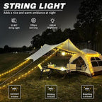 DIBMS 1-Pack Camping String Light w/Lamp, 32.8FT Rechargeable Waterproof LED Hanging Light for Outdoor Camping Awning Tent Garden Party Festival Decor