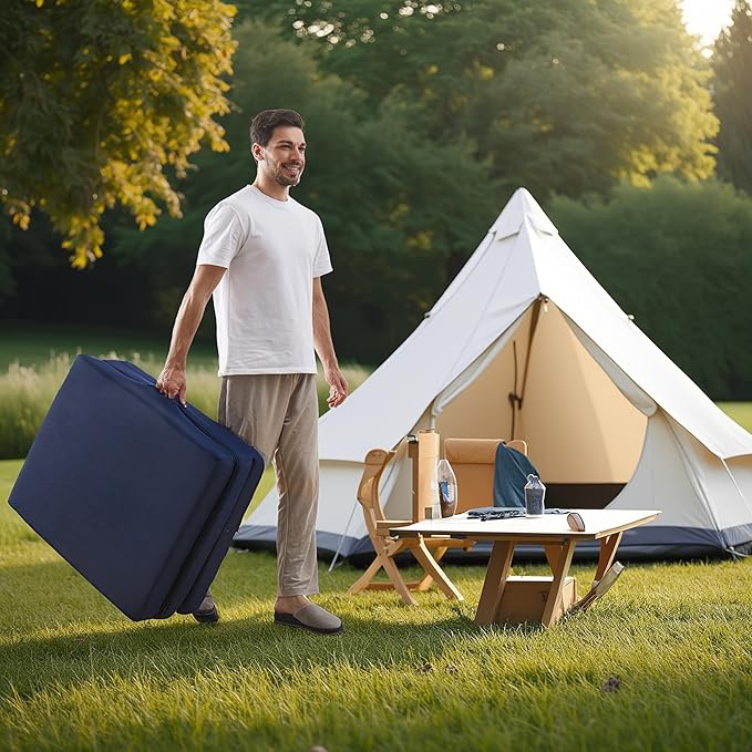 Sleeping Mats for Adults,Memory Foam Camping Trifold Mattress,Folding Pad,Machine Washable Cover,Floor Guest Bed