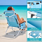 MOPHOTO Oversized Beach Lounge Chair, 5-Position Adjustable Tanning Chair with Face Hole, Heavy Duty Folding Chaise Lounge for Beach, Pool, Patio & Sunbathing