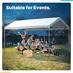 ADVANCE OUTDOOR 10x15 ft Heavy Duty Carport Potable Car Canopy Garage Party Tent Boat Shelter, Adjustable Height from 9.5 ft to 11 ft, White
