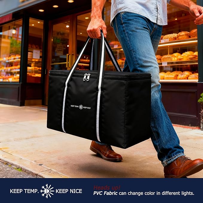 modscape Extra Large Heavy Duty Insulated Food Delivery Bag – Thermal Grocery & Pizza Carrier for Hot & Cold Meals, Catering & Shopping – Foldable Cooler Tote for Travel, Camping & Beach