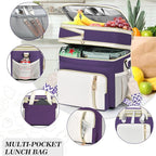 LOKASS Lunch Box for Women-16L-Insulated Lunch Bag Women, Expandable Double-layer Leakproof Cooler Bag with Upgrade Adjustable Shoulder Strap Ideal for Work/Picnics（Purple）