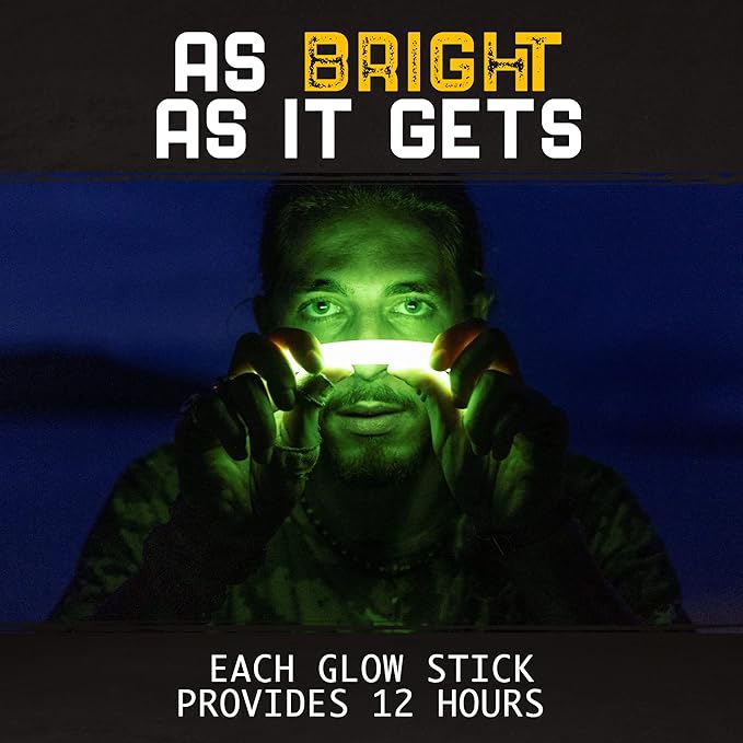 30 Ultra Bright Glow Sticks in Bulk - Multi Use Glowsticks for Parties, Camping, Emergency Light and Survival Kit with 12 Hours Duration