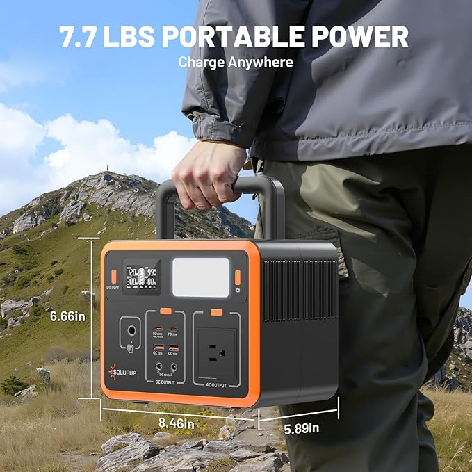 Portable Power Station 90,000mAh, 288Wh LiFePO4 Battery Bank, 300W (Peak 600W) Solar Generator, with 110V AC Outlet for Camping & Emergency Backup