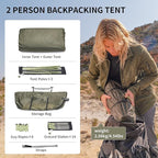 Naturehike Opalus 4 Season Camping Tent, Waterproof 2-3 Person Backpacking Tent, Double Layer Tunnel Winter Tents for Camping