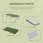 Camping Cot, Outdoor Folding Bed Set with Mattress, Sleeping Bag, Pillow, and Carry Bag, Comfortable and Portable, for Travel Camp Beach