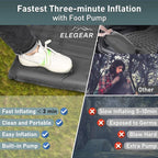 Elegear CumbreX Double Sleeping Pad for Camping, 4.7" Ultra-Thick Inflatable Camping Sleeping Pad 2 Person with Built-in Foot Pump, Portable Camping Sleeping Mat for Backpacking Hiking Tent, Gray Full