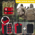 556 Piece Premium Large First Aid Kit, Survival Medical First Aid Bag – Labelled Compartments, Workplace Essential, Home & Sports, Molle Tactical Rip-Away Design, First Responders' Choice for Trauma
