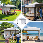 8X8 Pop Up Canopy Tent,Removable Pockets Sidewall for Extra Storage,Easy Up Canopy,Heavy Duty One Person Set Up Event Tent,White