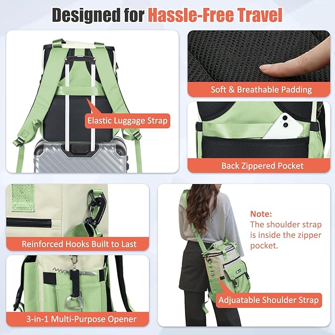Backpack Cooler for Women, AYAMAYA Stylish 35 Cans Leakproof Soft Cooler Backpack, Waterproof Insulated Lunchbox Shoulder Bag Keeps Cold for Up to 18 Hours for Camping, Beach, Work, Picnic, Travel