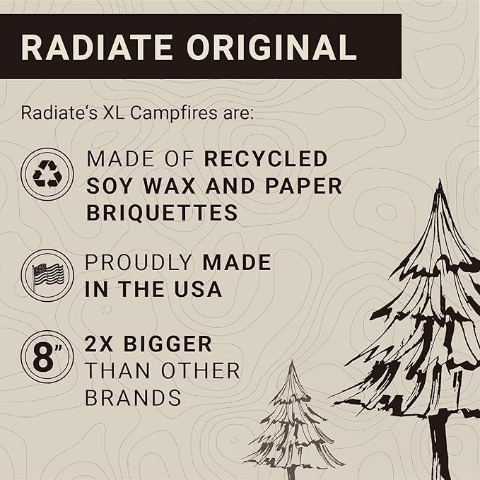 Radiate XL 8" Portable Campfire As Seen On Shark Tank - Up to 2 Hours of Burn Time - Reusable Travel Fire Pit for Camping, Patios & Beach Days - Portable Fire Pit - Made in USA