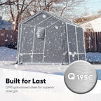 Quictent 8x12FT Long Storage Shed Kayak Shelter with Roll-Up Mesh Windows, Heavy Duty Portable Garage for Canoe, Boat, Tools Waterproof Storage Tent with Reinforced Frame, Sliver Gray