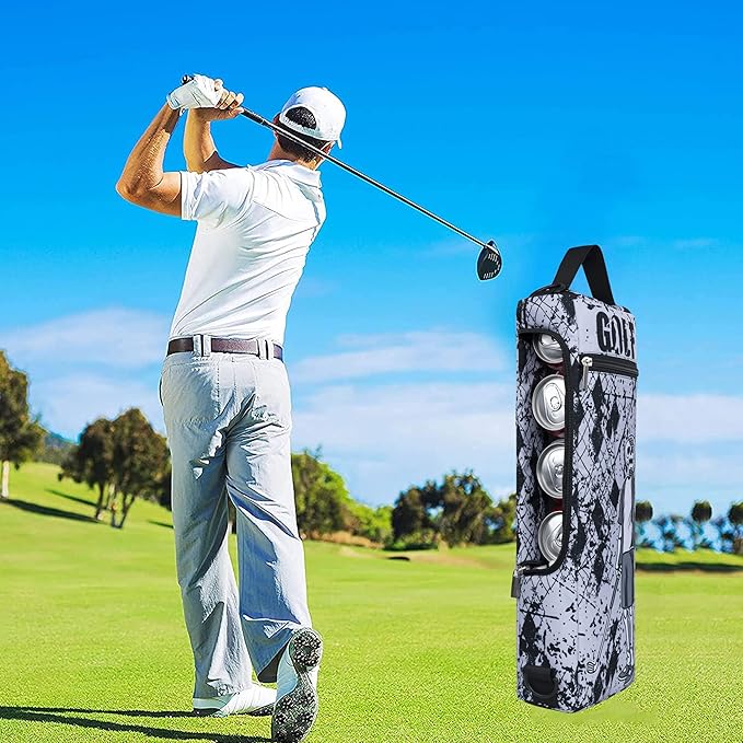 Golf Cooler Bag Plus Ice Pack Soft Sided Insulated Cooler Bag- Holds 6 Pack of Cans or 2 Wine Bottles - Grey Camo Golf Beer Sleeve Black Fits Discreetly in Golf Bags