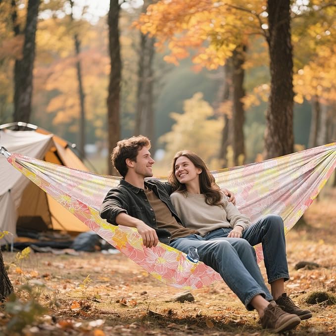 Abstract Bright Flowers Hammocks Cloth Hammock for Camping Travel Accessories