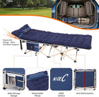 Nice C Camping Cots with Cushion, Camping Cots with Mattress, for Adults, Folding Cot, with Pillow, Carry Bag & Storage Pocket, Extra Wide Sturdy, Holds Up to 500 Lbs (2, Mattress Navy)