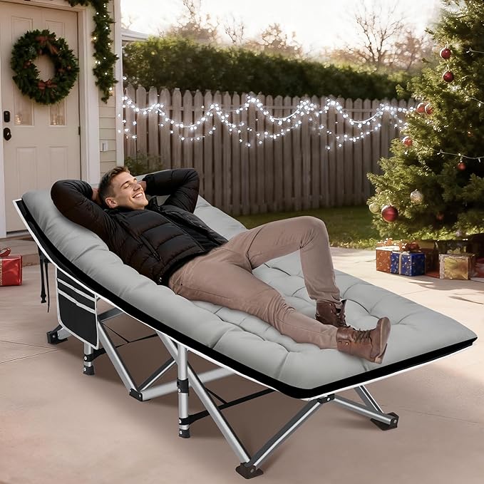 HABUTWAY Camping Cot, Portable Camping Cot for Adult, 28" Wide Sleeping Cot Max Load 600LBS with Thick Mattress and Carry Bag, Portable Camping Bed for Outdoor Camping/Office, Home Nap