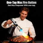 Propane Torch Gun with One-Touch Max Fire, Kitchen Blow Torch with a Safety Lock for Sous Vide Searing Steak, Grill, Charcoal Starter, Campfire(Propane Tank Not Included)