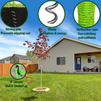 Heavy Duty Tree Stake Set - 16" Straightening Kit Spiral Metal Stakes & Double-Layer Straps Bold Antirust Tree Supports &Fast Rotating Rod Tent Anchoring Stakes