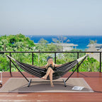 Double Hammock with Steel Stand - 2 Person Hammock Bed Indoor Outdoor, Brazilian-Style, with Carry Bag, 450lb Capacity, Portable & Easy Assembly, Chasm