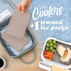 Cool Coolers by Fit & Fresh XL Slim Ice Packs, Quick Freeze Reusable Ice Packs for Lunch Boxes & Coolers, Long-Lasting, Space Saving Cooler Ice Packs, Taupe, 4Pk