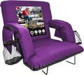 BRAWNTIDE Stadium Seat for Bleachers with Back Support - Wide Padded Reclining Bleacher Seat, Portable Folding Stadium Chair with Armrests, Hooks, Straps, Cup Holders & Pockets for Games & Concerts