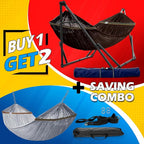 Tranquillo Combo x2 Hammocks with Stand for Outside & Tree Straps, Heavy Duty Hammock with Stand 600lbs for Indoor Outdoor Patio Backyard, x2 Hammocks for 2 Person (Combo - Brown, Medium)