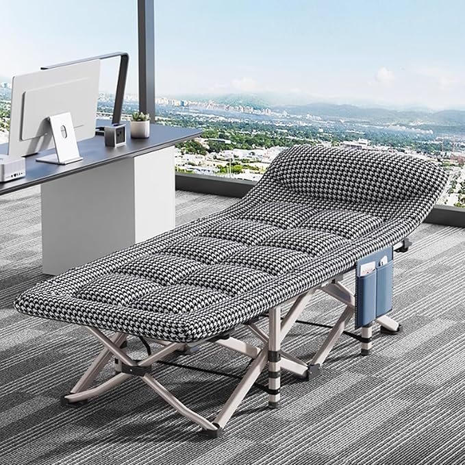 Office Lunch Break Folding Bed, Camping Cots for Adults with Thick Mattress Folding Single Person Nap Bed Rollaway Beds for Home Office Lunch Break, Camping, Pool and Beach(190 * 68 * 40cm)