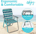#WEJOY Folding Beach Chair for Adults, Lightweight Beach Chair with Shoulder Straps, High Back Camping Chairs with Hard Armrest, Supports 300lbs for Outdoor Lawn Concert