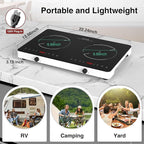 Double Induction Cooktop, 2 Burner Induction Burner 20 Temperature & Power Levels Portable Electric Stove Countertop Burners, Knob Control, Child Safety Lock & 4H Timer, Auto Shut-Off