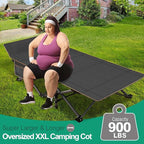 LILYPELLE Folding Camping Cot, Extra Wide Heavy Duty Sleeping Cots with Carry Bag, Double Layer Oxford Portable Travel Camp Cots for Home, Office Nap and Outdoor Beach