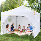 COBIZI 10x10 Pop Up Canopy Tent Commercial Heavy Duty Instant Canopy with 4 Sidewalls, UV 50+ Silver Coated Waterproof Vendor Gazebo, Portable Shelter with Carry Bag, Event Tent for Parties, White