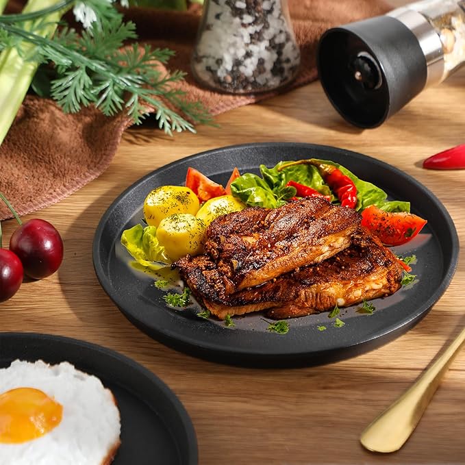 Maxdot 2 Pcs Small Cast Iron Griddle Pan 9.8 Inch Easter 4th of July Round Cast Iron Pizza Pan Camping Skillets Mini Carbon Steel Griddle for BBQ, Baking, Grilling, in the Oven, on the Stove or Grill