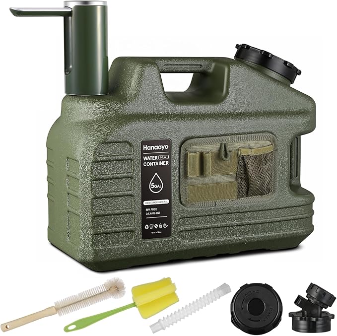 5 Gallon Portable Container with Touch Control Pump & Spigot, BPA Free Leak proof Storage Tank for Outdoor, Hiking, Backpacking, Camping