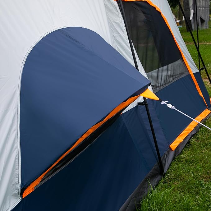 KTT Extra Large Tent 10-12-14 Person(A),Family Cabin Tents,2 Rooms,3 Doors and 3 Windows with Mesh,Straight Wall,Waterproof,Double Layer,Big Tent for Outdoor,Picnic,Camping,Family Gathering