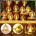 Ferraycle 12 Pcs Mini Lantern Decor 4 Inch Western Lantern Table Centerpiece Small Vintage Camping Hanging Lamp Ornaments Bulk for Cowboy Cowgirl Wedding Halloween Christmas (4 Inch,Gold)