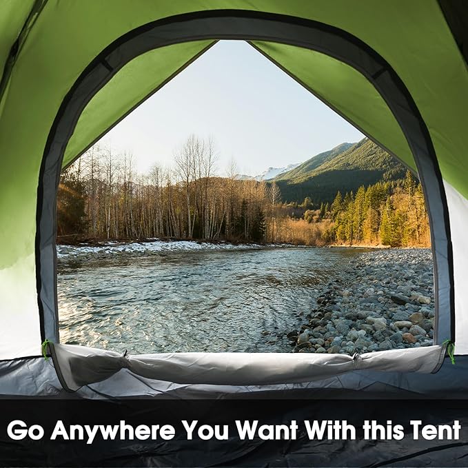 MOON LENCE Pop Up Tent 3-4 Person, 60s Instant Setup Camping Tent with 2 Doors, Water-Resistant & Windproof Dome Tent for Car Camping, Backyard, Traveling