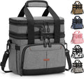 Lunch Box For Men Women Double Deck Insulated Lunch Bag For Men Woman Leakproof Expandable Cooler Bag with Adjustable Shoulder Strap for Work Picnic School(Gray‌,Medium)