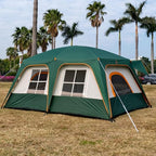 KTT Large Tent 8-10-12 Person,Family Cabin Tents,2 Rooms,2 Doors and 4 Windows with Mesh,Straight Wall,Waterproof,Double Layer,Big Tents for Outdoor,Picnic,Camping,Family Gathering