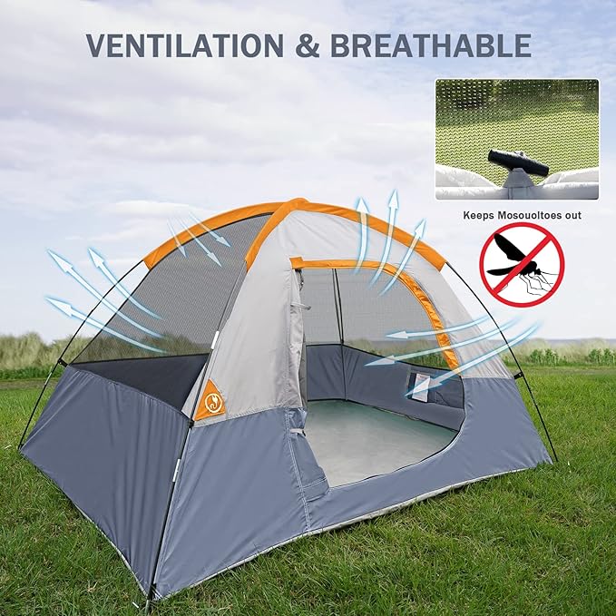 Camping Tent 2-4 Person, Waterproof Windproof Tent with Rainfly Easy Set up-Portable Dome Tents for Camping…