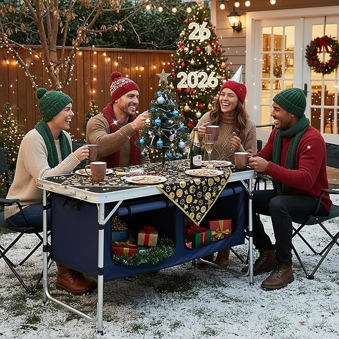 Camp Field Camping Folding Aluminum Table with Adjustable Legs for Outdoor Travel Beach, Backyards, BBQ, Party and Picnic Foldable Table