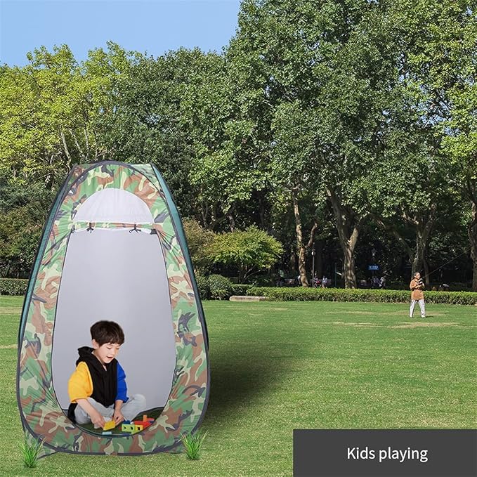 Pop Up Camping Shower Tent, Waterproof Privacy Tent for Portable Toilet, Shower and Changing Room for Outdoors, Rain Shelter with Window & Utility Accessories - Sturdy and Easy Fold (Camouflage)