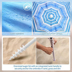 Beach Shelter Umbrella Premiere UPF 50+ Umbrella Shelter for Sun and Rain Protection for Adult (10-Foot,Blue Stripe)